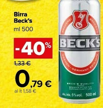 Carrefour Market Becks Beck's - Birra 500 G(ml) offerta