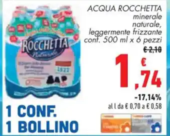 Rocchetta Acqua minerale naturale.leggermente frizzante conf. 500 ml x 6 pezzi