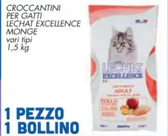 Conad Lechat Excellence Croccanti Per Gatti Monge vari tipi 1,5 kg offerta