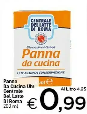 Crai Centrale del latte di roma Panna Da Cucina UHT A Lunga Conservazione 200 G(ml) offerta
