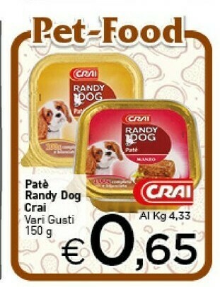 Crai Crai Patè Randy Dog offerta