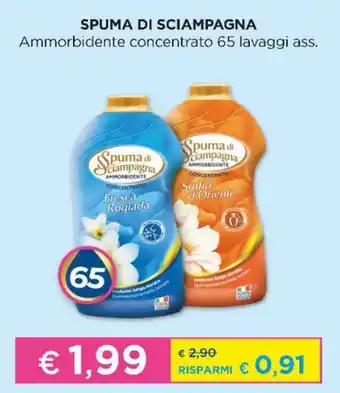 Acqua & Sapone Spuma di Sciampagna Ammorbidente concentrato 65 lavaggi ass. offerta