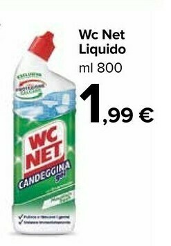 Carrefour Market Wc net M74542 Detersivo Per Bagno E WC Detersivo Con Candeggina Liquido Bottiglia offerta