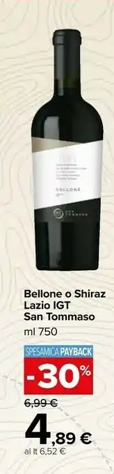 Carrefour Market San tommaso Bellone O Shiraz Lazio Igt offerta