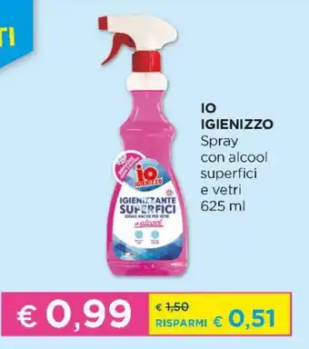 io Igienizzo Spray con alcohol superfici e vetri 625 ml
