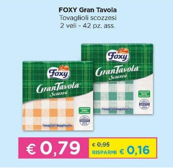 Acqua & Sapone Foxy Gran Tavola Tovaglioli scozzesi 2 veli 42 pz ass. offerta