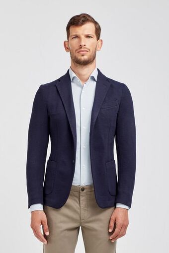 Giacca uomo 2 bottoni in jersey blu