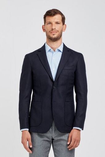 Giacca uomo 2 bottoni in misto lana blu