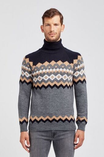 Maglia dolcevita uomo in misto lana grigio