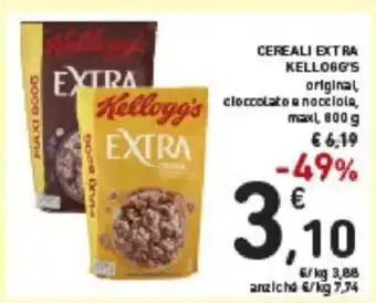 Conad Kellogg's Cereali Extra original, cioccolato e nocciola, maxi, 800 g offerta