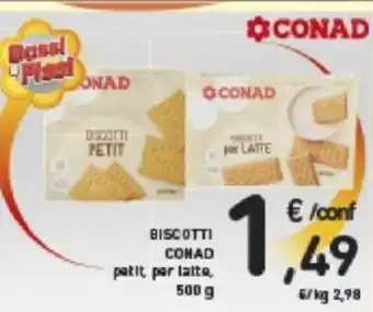 Conad Conad Biscotti petit, per latte, 500 g offerta