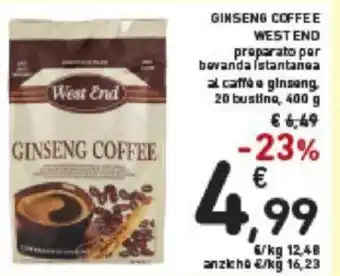 Conad West End Ginseng Coffee preparato per bevanda istantanea al caffè e ginseng, 20 bustino, 400 g offerta