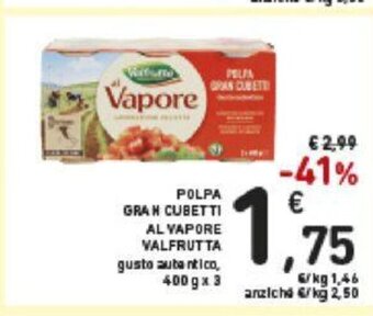 Conad Polpa Gran Cubetti Al Vapore Valfrutta gusto autentico, 400 g x 3 offerta