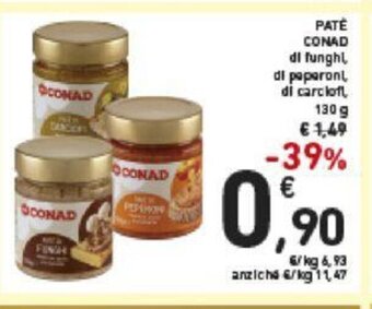 Conad Patè Conad di funghi, di peperoni, di carciofi, 130 g offerta