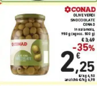Conad Olive Verdi Snocciolate In salamoia, 950 g (sgocc. 500 g)