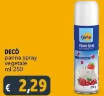 Deco Supermercati Decò panna spray vegetale 250 ml offerta