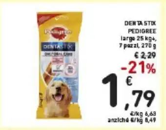 Conad Pedigree Dentastix large 25 kg., 7 pezzi, 270 g offerta