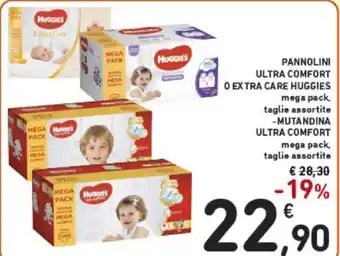 Conad Huggies Pannolini Ultra Comfort O Extra Care mega pack, taglie assortite Mutandina Ultra Comfort mega pack, taglie assortite offerta