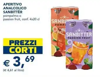 San Bitter Aperitivo Analcolico pompelmo o passion fruit conf. 4 x 20 cl