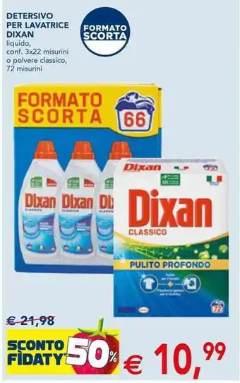 Esselunga Dixan Detersivo Per Lavatrice liquido conf. 3 x 22 misurini o polvere classico offerta