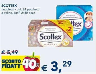 Esselunga Scottex fazzoletti conf. 24 pacchetti o veline conf. 2x80 pezzi offerta
