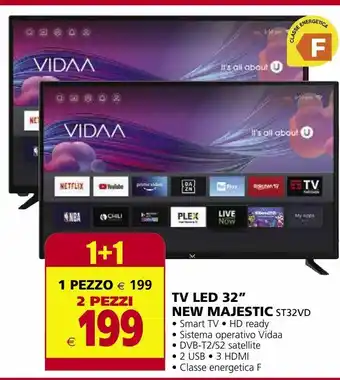 Tv led 32" new majestic