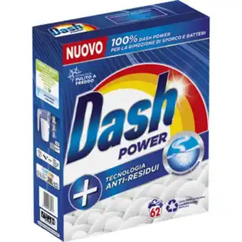 Dash power detersivo polvere bucato lavatrice anti residui 62 misurini