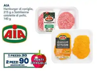 Esselunga AIA Hamburger di coniglio, 215 g o Sottilissime cotolette di pollo 140 g offerta