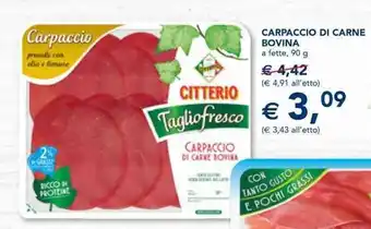 Esselunga Citterio Carpaccio di Carne Bovina a fette 90 g offerta