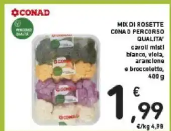 Conad Conad Mix Di Rosette Cona O Percorso Qualita' cavoli misti bianca, viola, arancione e broccolatto 400 g offerta