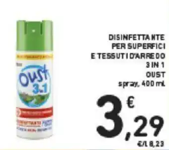 Conad Oust Disinfettante Per Superfici e Tessuti D'Arredo 3 in 1 spray 400 ml offerta