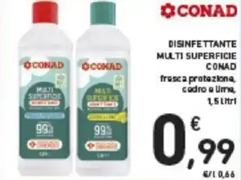 Conad Conad Disinfettante Multi Superfici fresca protezione/cedro e lime 1,5 L offerta