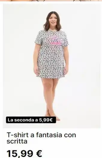 T-shirt a fantasia con scritta
