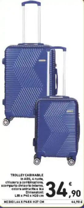 Conad Trolley Cabinabile L55 x P 40 x H 20 cm offerta