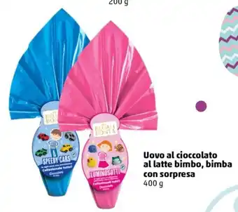 PENNY Uovo al cioccolato al latte bimbo, bimba con sorpresa 400 g offerta