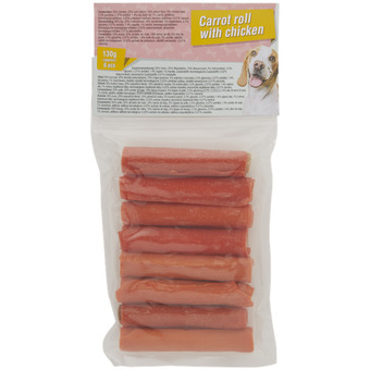 Snack per cani involtini con carote pollo