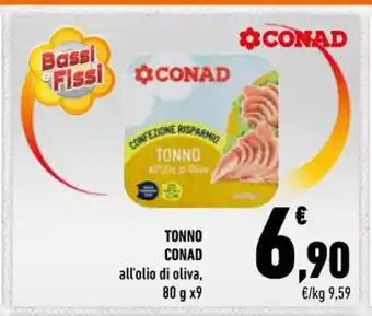 Conad Superstore Conad Tonno all'olio di oliva 80 g x 9 offerta