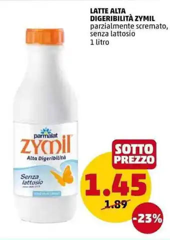 PENNY Latte Alta Digeribilità Zymil parzialmente scremato senza lattosio 1 litro offerta