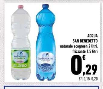 Conad Superstore Acqua San Benedetto naturale ecogreen 2 litri, frizzante 1,5 litri offerta