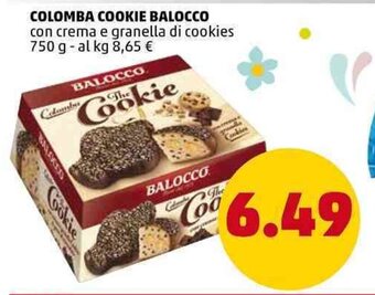 PENNY Colomba Cookie Balocco con crema e granella di cookies 750 g offerta