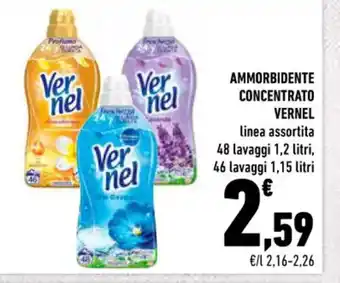 Vernel Ammorbidente Concentrato linea assortita 48 lavaggi 1,2 litri, 46 lavaggi 1,15 litri
