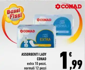 Conad Superstore Conad Assorbenti Lady Extra 10 Pezzi, Normali 12 pezzi offerta