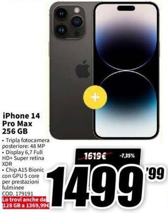MediaWorld iPhone 14 Pro Max 256 GB offerta