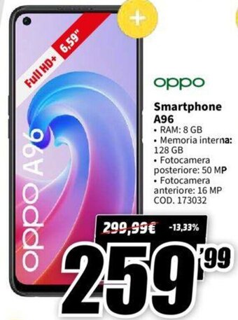 MediaWorld oppo Smartphone A96 offerta