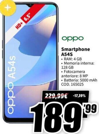 MediaWorld oppo Smartphone A54S offerta