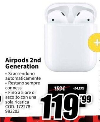 MediaWorld Airpods 2nd Generation offerta