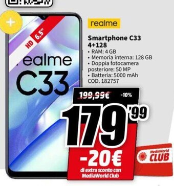 MediaWorld realme Smartphone C33 4+128 offerta