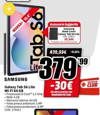 MediaWorld Samsung Galaxy tab S6 Lite Wi-Fi 64 GB offerta