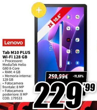 MediaWorld Lenovo Tab M10 Plus Wi-Fi 128 GB offerta