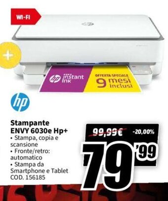 MediaWorld hp Stampante Envy 6030e HP+ offerta